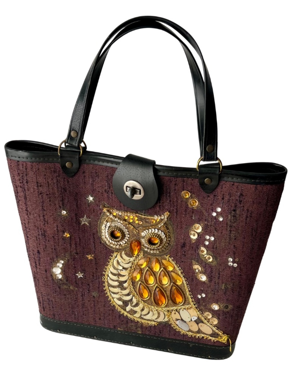 1960s Vintage Midnight Owl Jeweled Tote | Enid Collins Style